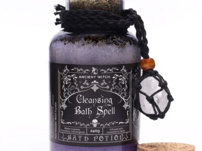 Antiguo hechizo de baño de bruja, poción y amuleto de cristal de roca - Purificación